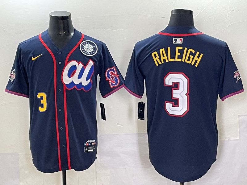 Men 2025 Seattle Mariners #3 Raleigh Drak Blue All star Nike MLB Jersey style 08->cincinnati reds->MLB Jersey
